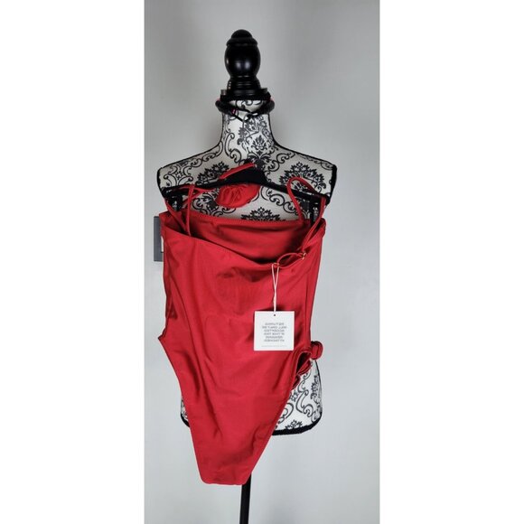 SAME LOS ANGELES One Piece Swimsuit Womens Color Red Large Flower - Picture 7 of 11